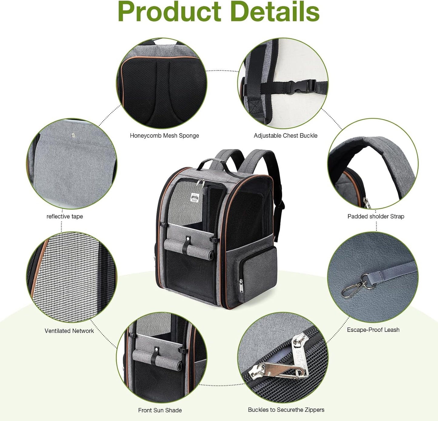 Expandable Large Cat Backpack Carrier - Perfect for Small Dogs & Medium Cats up to 18 lbs, Travel-Friendly & Foldable, Stylish Grey Design