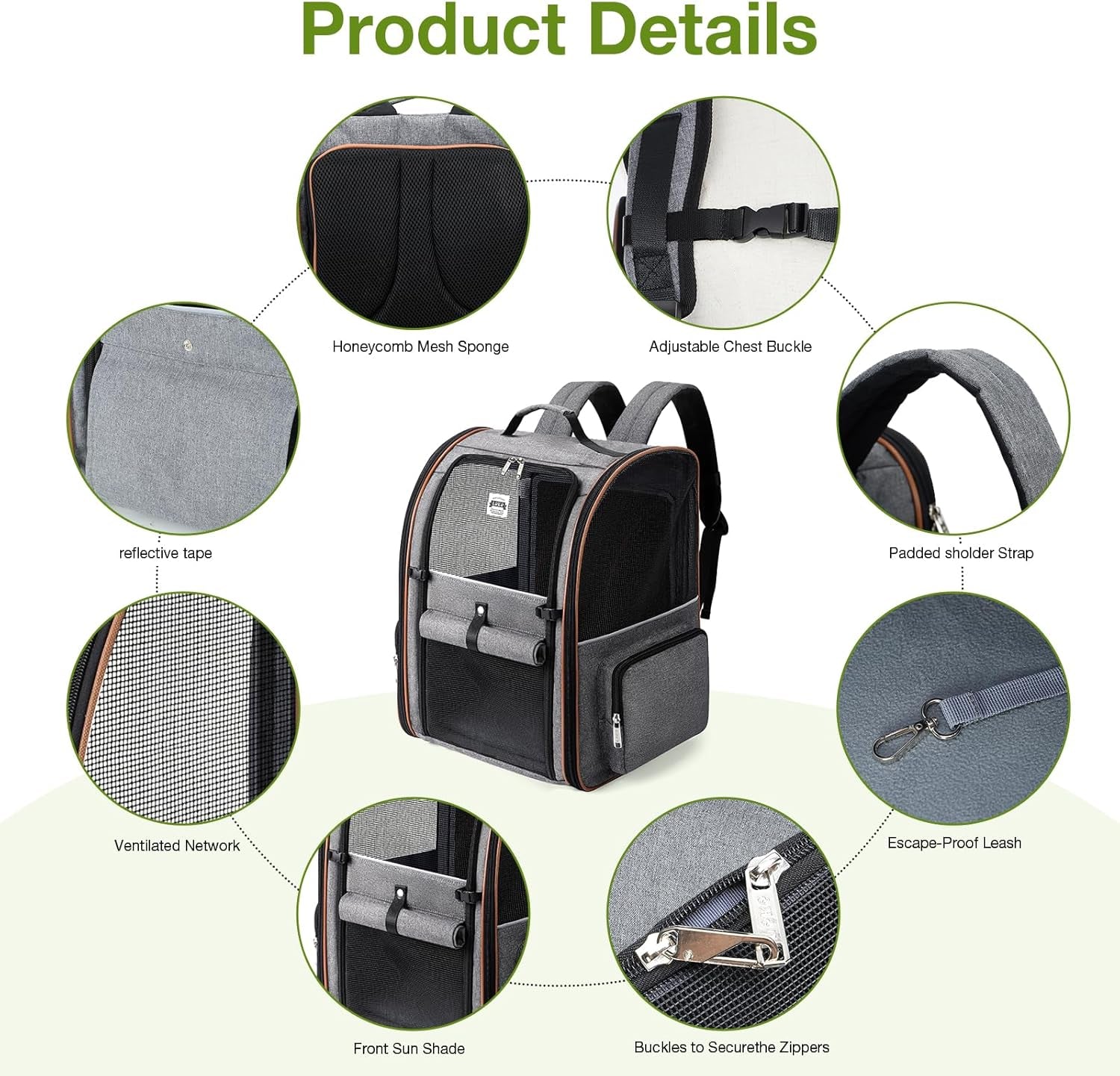 Expandable Large Cat Backpack Carrier - Perfect for Small Dogs & Medium Cats up to 18 lbs, Travel-Friendly & Foldable, Stylish Grey Design