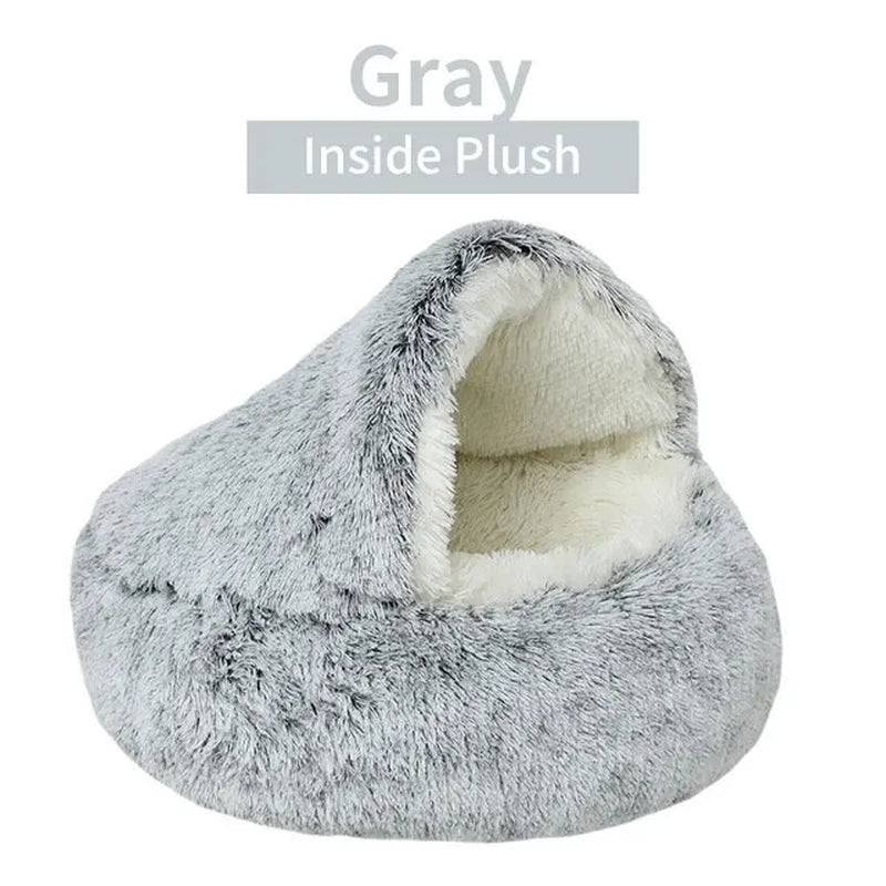 Cozy 2-in-1 Round Plush Pet Bed - Warm Sleeping Nest for Cats and Small Dogs