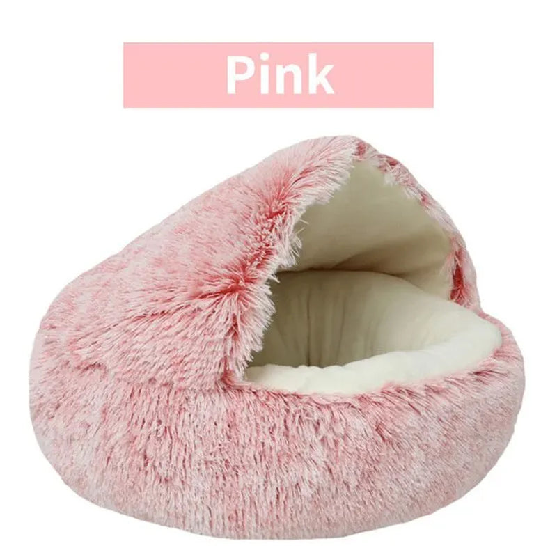 Cozy 2-in-1 Round Plush Pet Bed - Warm Sleeping Nest for Cats and Small Dogs