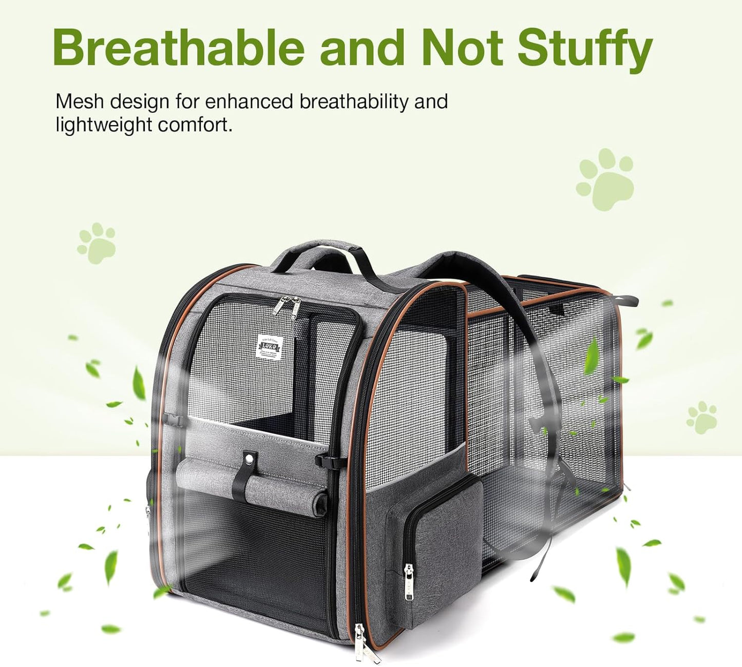 Expandable Large Cat Backpack Carrier - Perfect for Small Dogs & Medium Cats up to 18 lbs, Travel-Friendly & Foldable, Stylish Grey Design