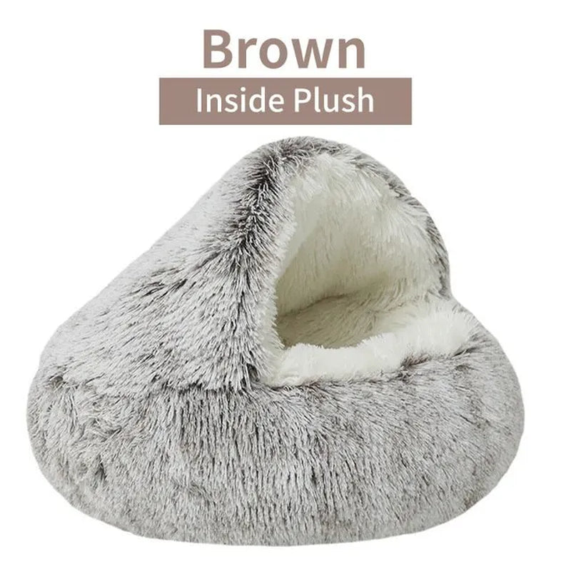 Cozy 2-in-1 Round Plush Pet Bed - Warm Sleeping Nest for Cats and Small Dogs
