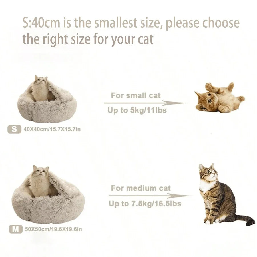 Cozy 2-in-1 Round Plush Pet Bed - Warm Sleeping Nest for Cats and Small Dogs